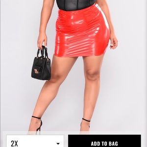 RED PATENT LEATHER SKIRT